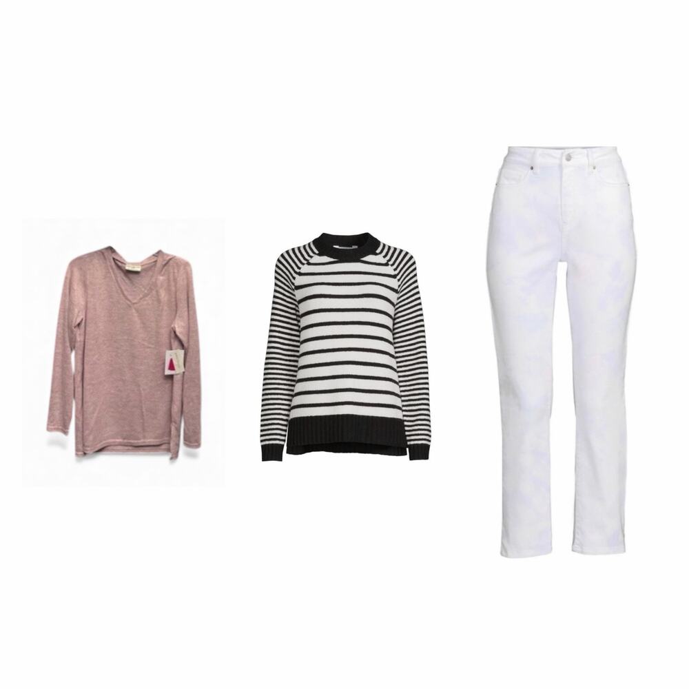 Women’s Size Medium Clothes 3pc Bundle. Sweaters, & Jean Size 8